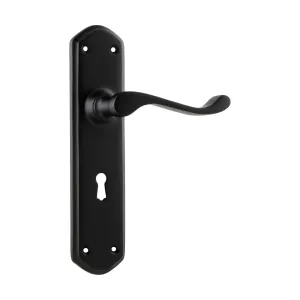 1928 Door Lever Windsor Lock Pair Matte Black H200xP60xW45mm