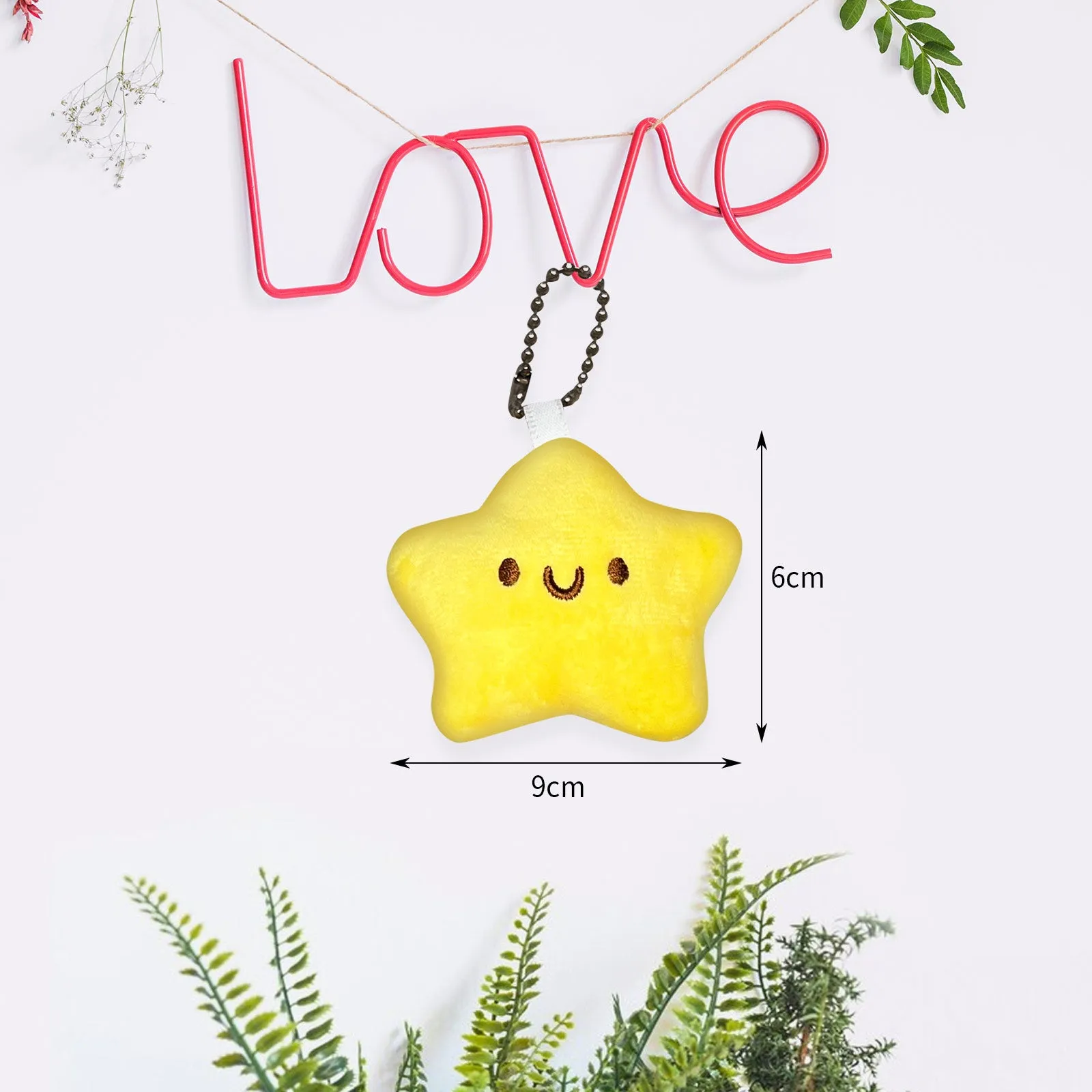 Adorable Star Plush Toy Keychain – Soft Yellow Kawaii Stuffed Star with Cute Smile for Kids, Bags, and Gifts