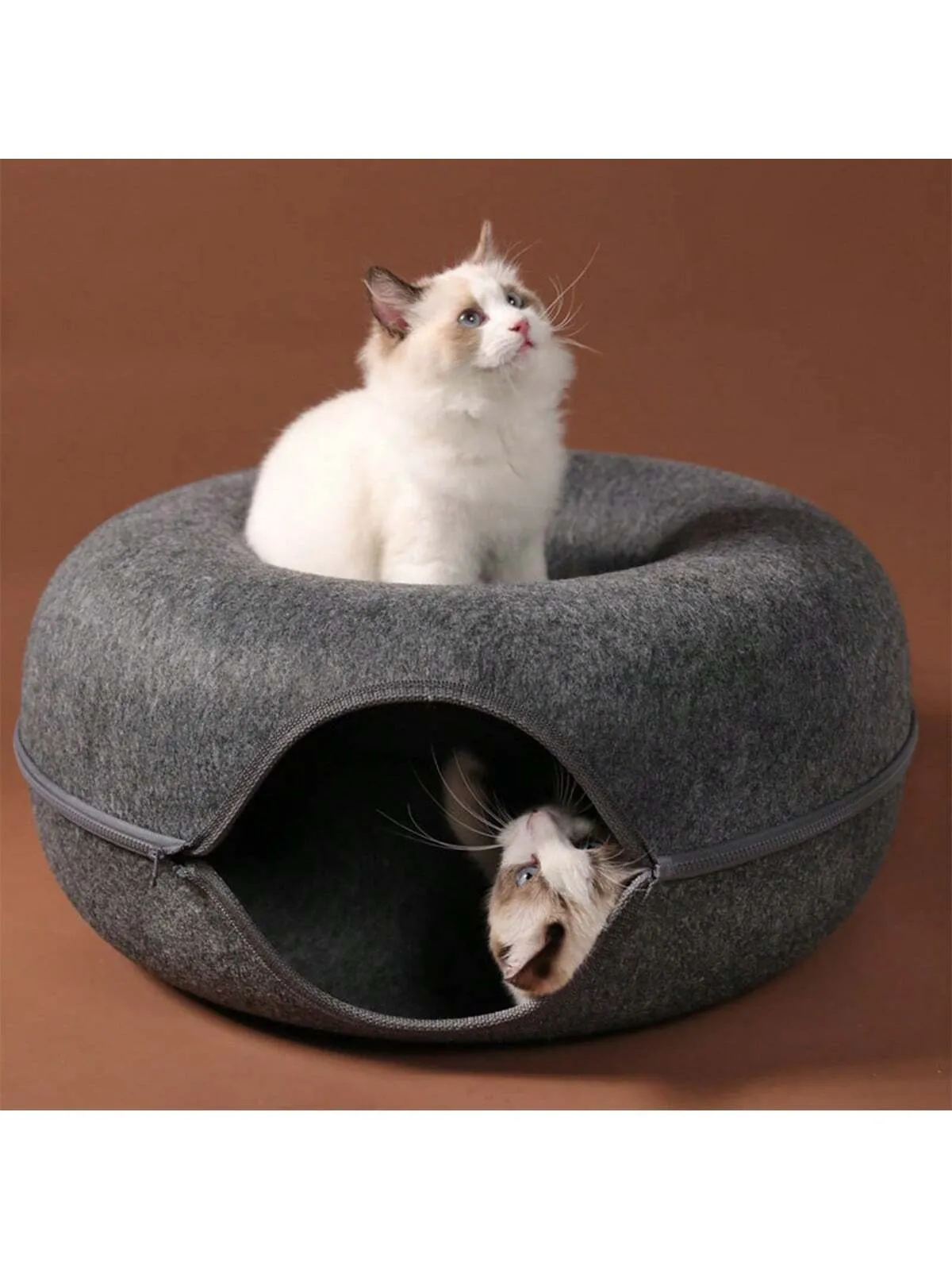 All-Season Universal Pet Felt Cat Tunnel, Durable Scratch-Resistant Material With Zipper Design,