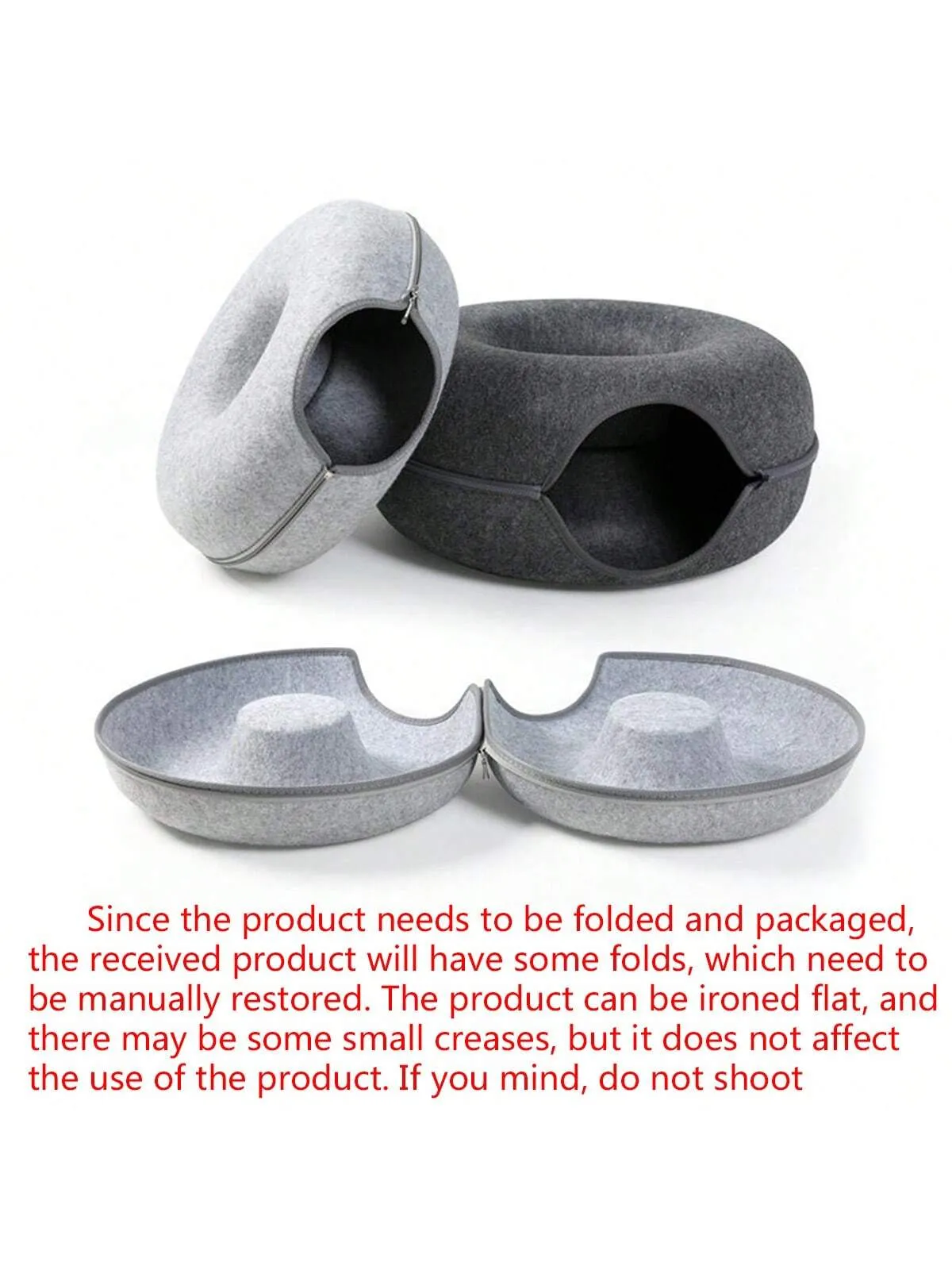 All-Season Universal Pet Felt Cat Tunnel, Durable Scratch-Resistant Material With Zipper Design,