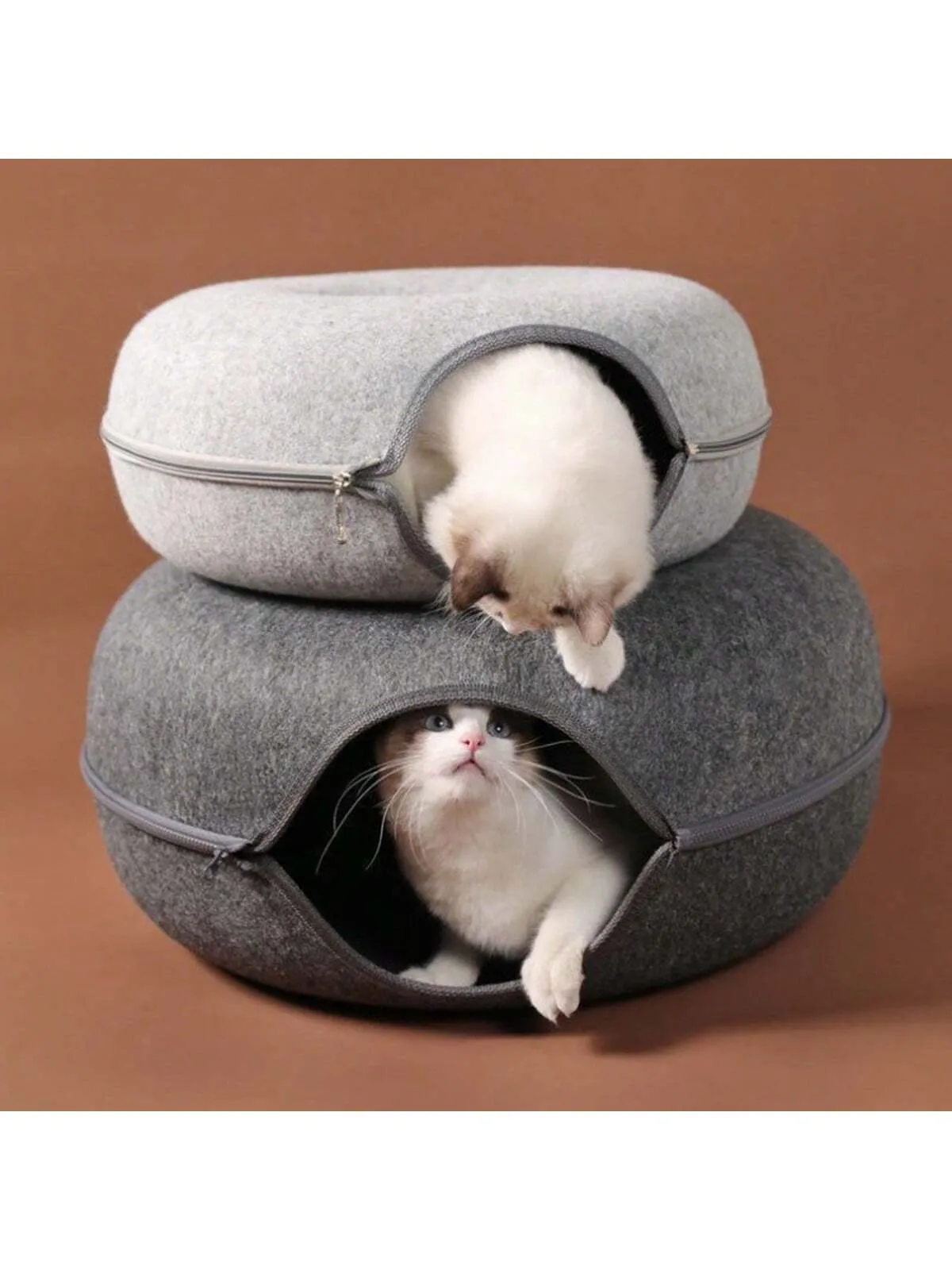 All-Season Universal Pet Felt Cat Tunnel, Durable Scratch-Resistant Material With Zipper Design,