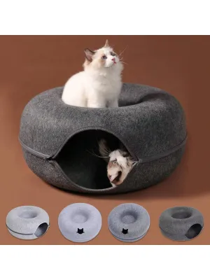 All-Season Universal Pet Felt Cat Tunnel, Durable Scratch-Resistant Material With Zipper Design,