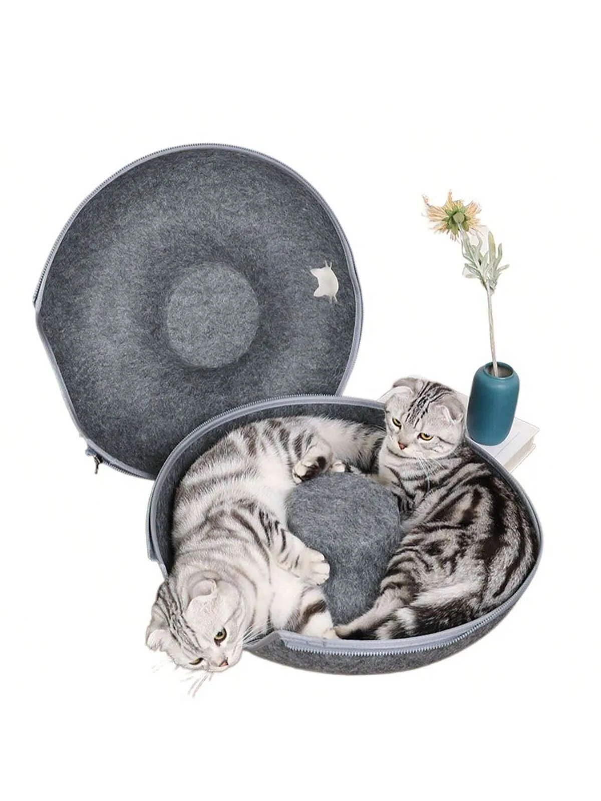 All-Season Universal Pet Felt Cat Tunnel, Durable Scratch-Resistant Material With Zipper Design,