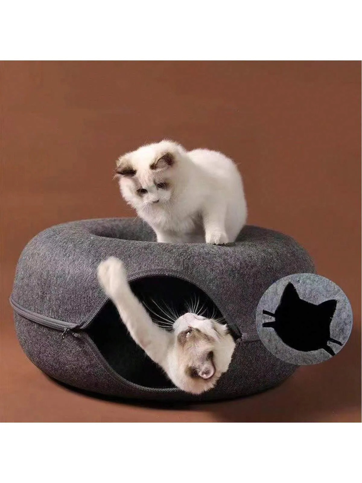 All-Season Universal Pet Felt Cat Tunnel, Durable Scratch-Resistant Material With Zipper Design,