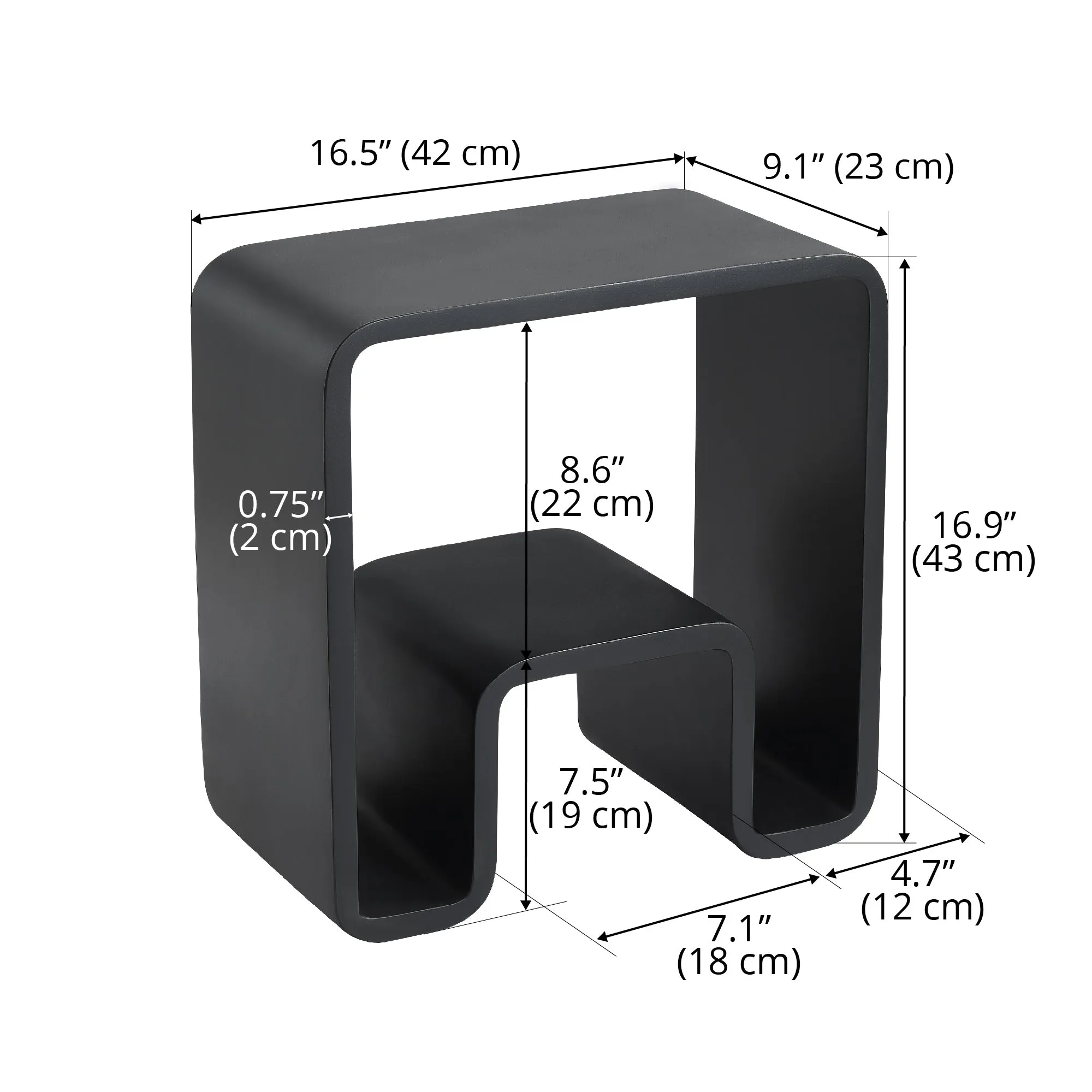 Ancona 17" Pure Acrylic Stone Bathroom Shower Bench in Matte Black