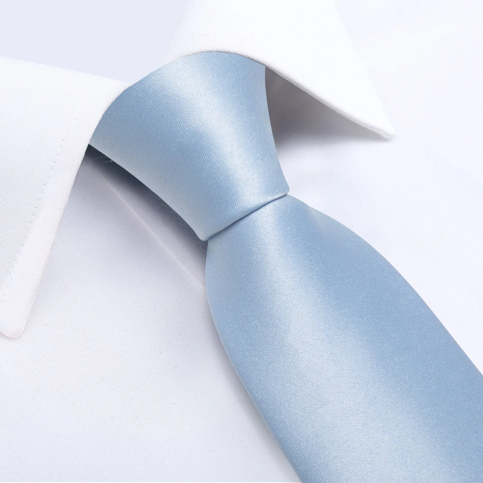 Baby Blue Silk Tie, Pocket Square and Cufflinks