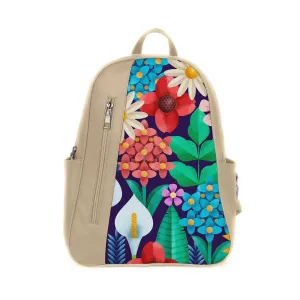 Beige Mixed Backpack Standing Flowers