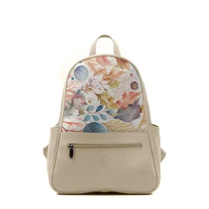 Beige Vivid Backpack Leaves