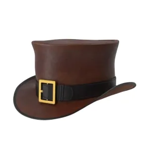 Belt Buckle Style Leather Top Hat