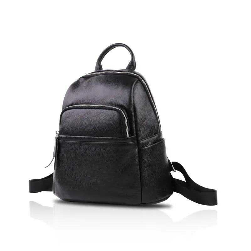 Black Leather Womens Rucksack Fashion Backpacks For Women