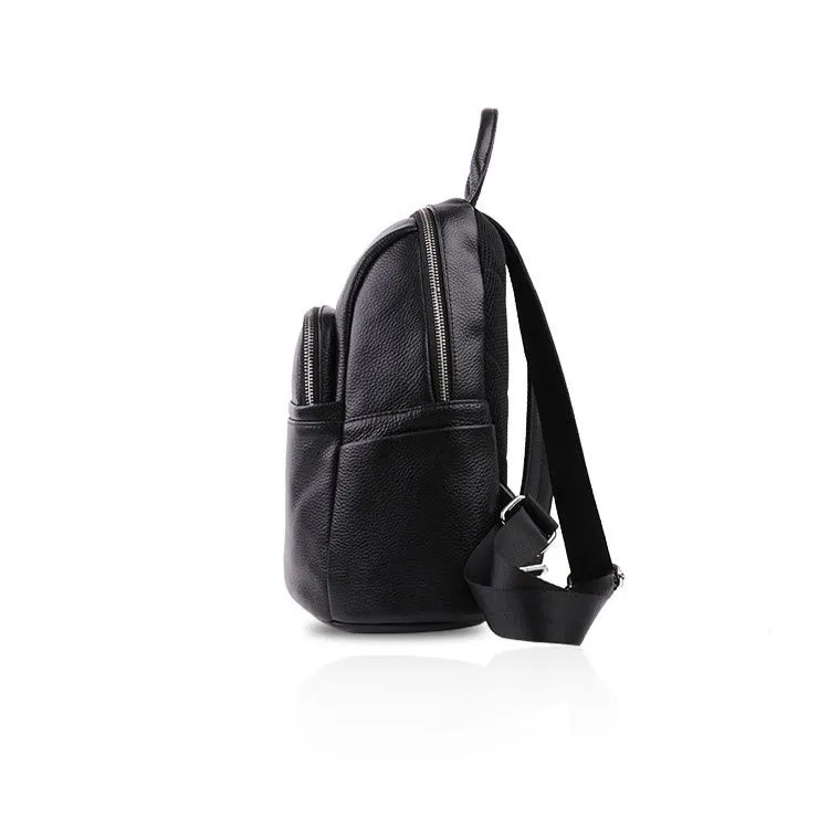 Black Leather Womens Rucksack Fashion Backpacks For Women