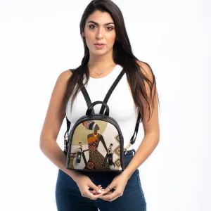 Black Mini Backpack African Art