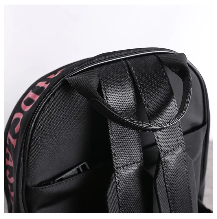 Black Nylon Graphic Satchel Backpack Womens School Backpacks Bag Nylon Travel Rucksack for Ladies