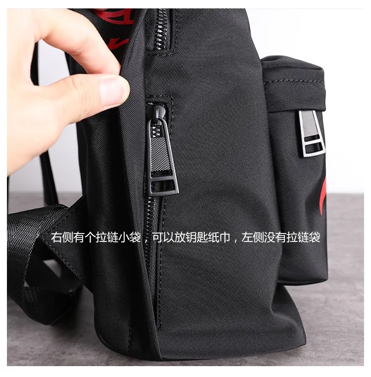 Black Nylon Graphic Satchel Backpack Womens School Backpacks Bag Nylon Travel Rucksack for Ladies