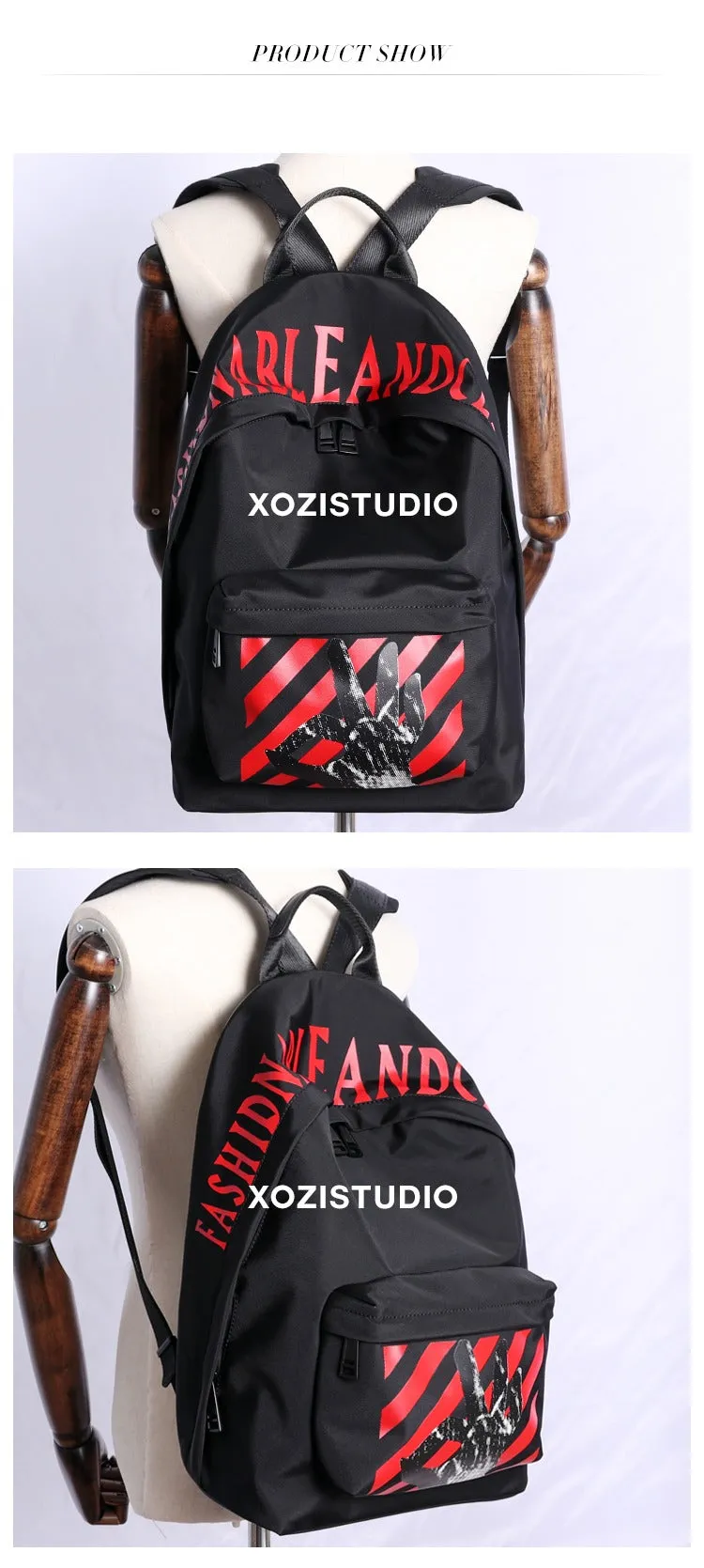Black Nylon Graphic Satchel Backpack Womens School Backpacks Bag Nylon Travel Rucksack for Ladies