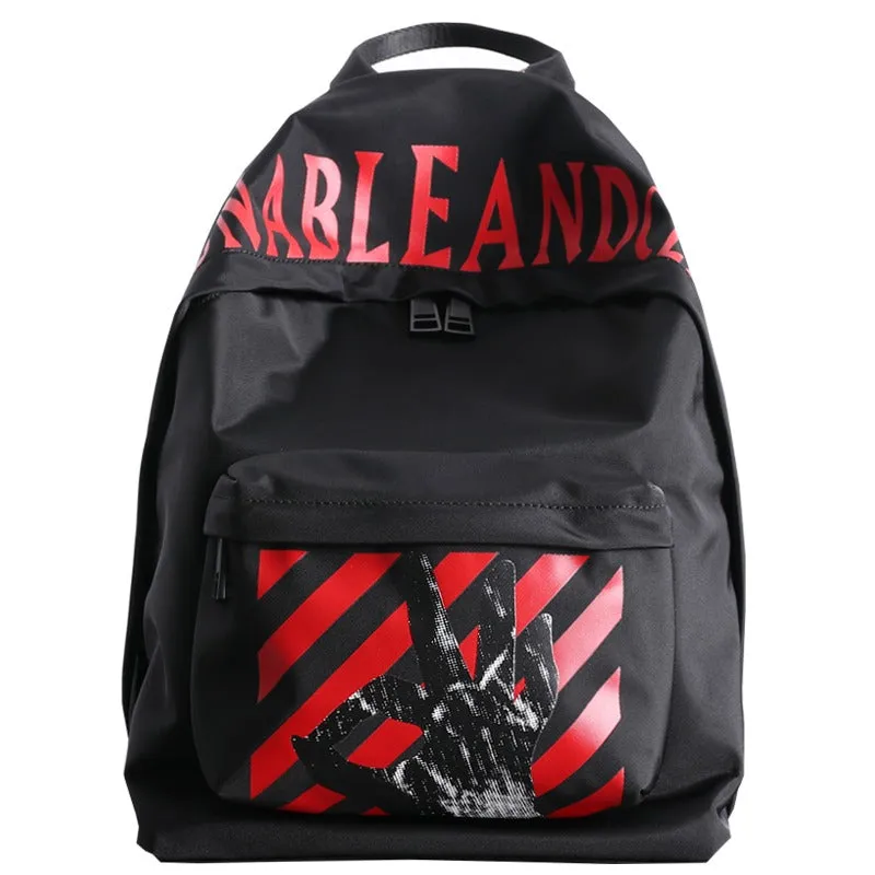 Black Nylon Graphic Satchel Backpack Womens School Backpacks Bag Nylon Travel Rucksack for Ladies