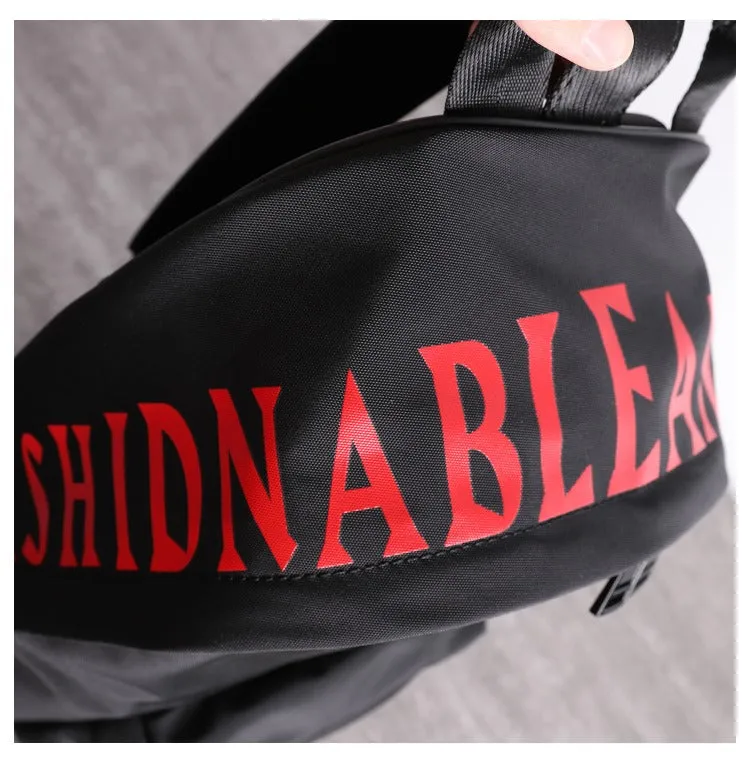 Black Nylon Graphic Satchel Backpack Womens School Backpacks Bag Nylon Travel Rucksack for Ladies