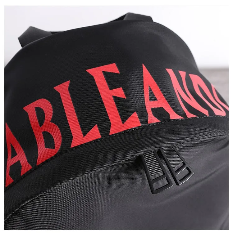 Black Nylon Graphic Satchel Backpack Womens School Backpacks Bag Nylon Travel Rucksack for Ladies