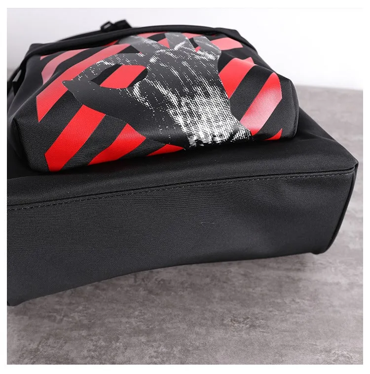 Black Nylon Graphic Satchel Backpack Womens School Backpacks Bag Nylon Travel Rucksack for Ladies