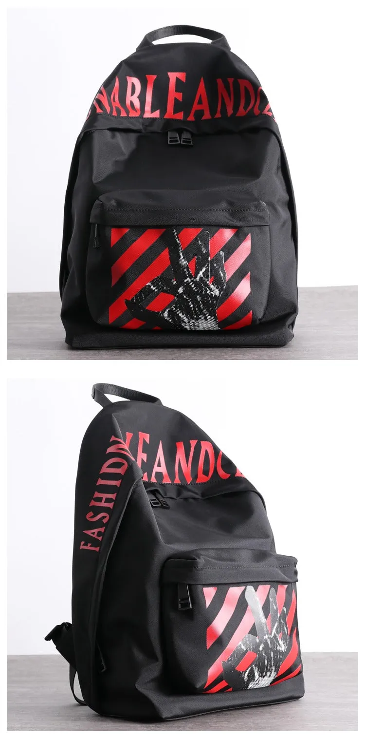 Black Nylon Graphic Satchel Backpack Womens School Backpacks Bag Nylon Travel Rucksack for Ladies