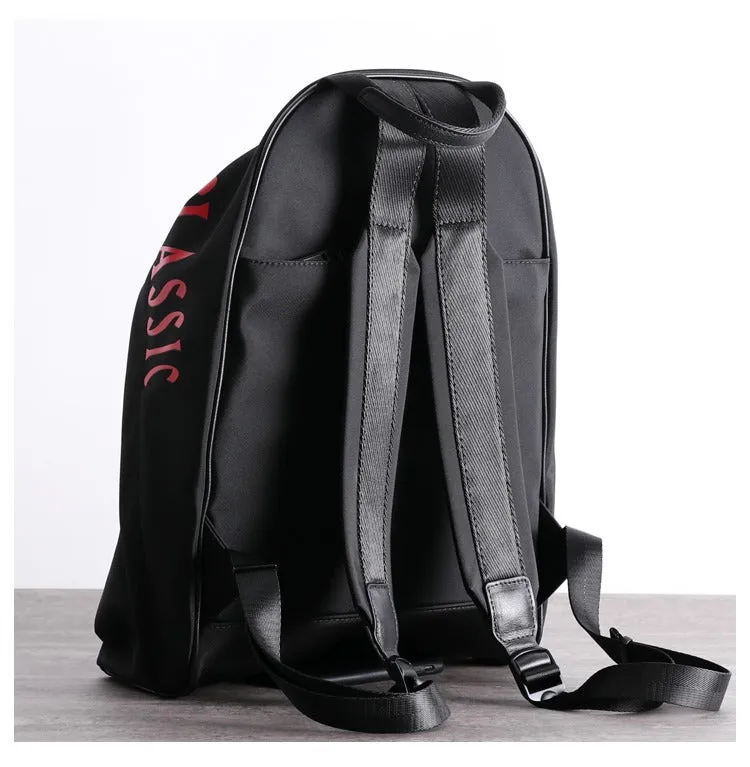 Black Nylon Graphic Satchel Backpack Womens School Backpacks Bag Nylon Travel Rucksack for Ladies