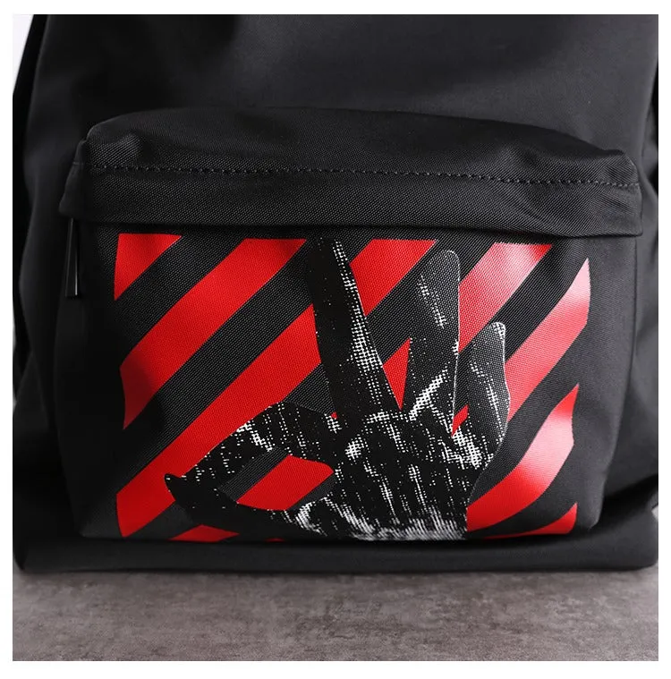 Black Nylon Graphic Satchel Backpack Womens School Backpacks Bag Nylon Travel Rucksack for Ladies