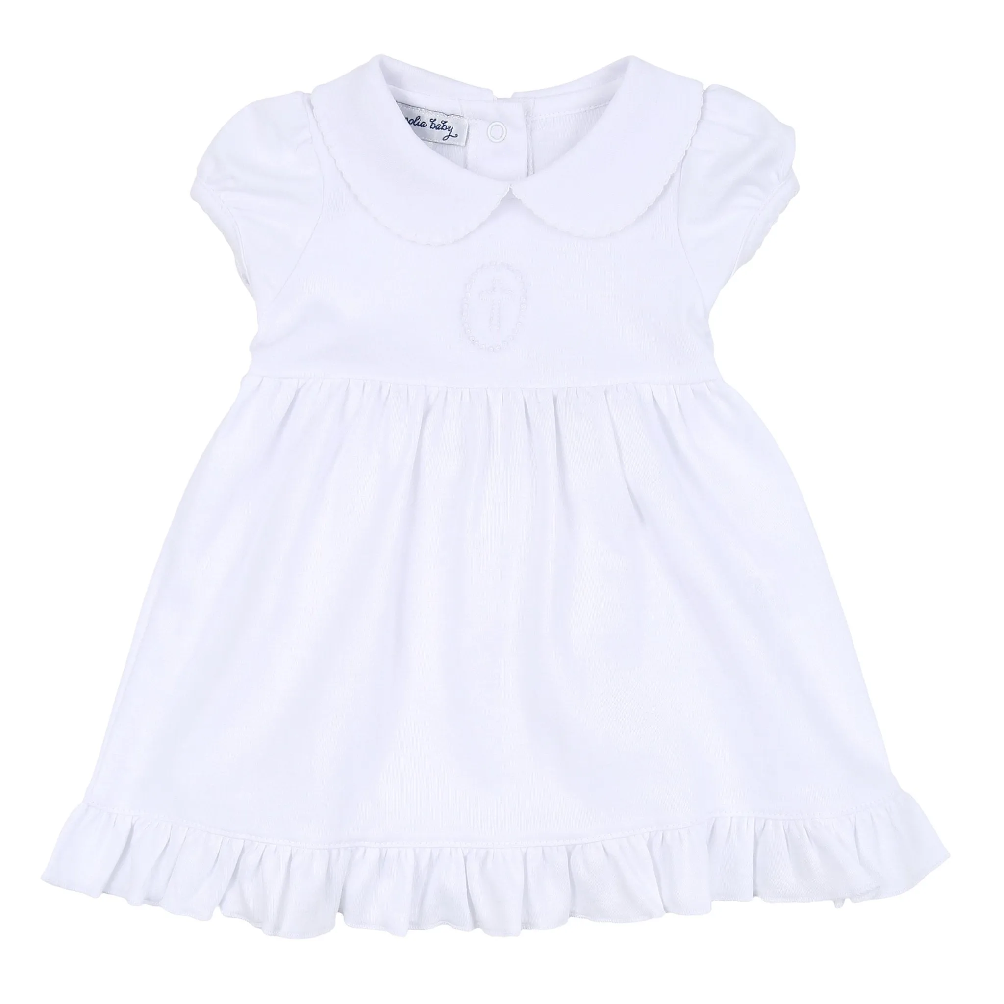Blessed Embroidered Collared Short Sleeve Dress - White