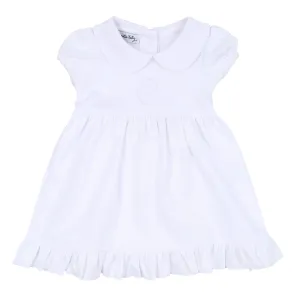 Blessed Embroidered Collared Short Sleeve Dress - White