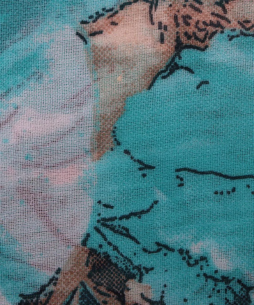 Blue and Brown Floral Print Georgette Fabric