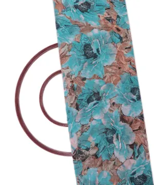 Blue and Brown Floral Print Georgette Fabric