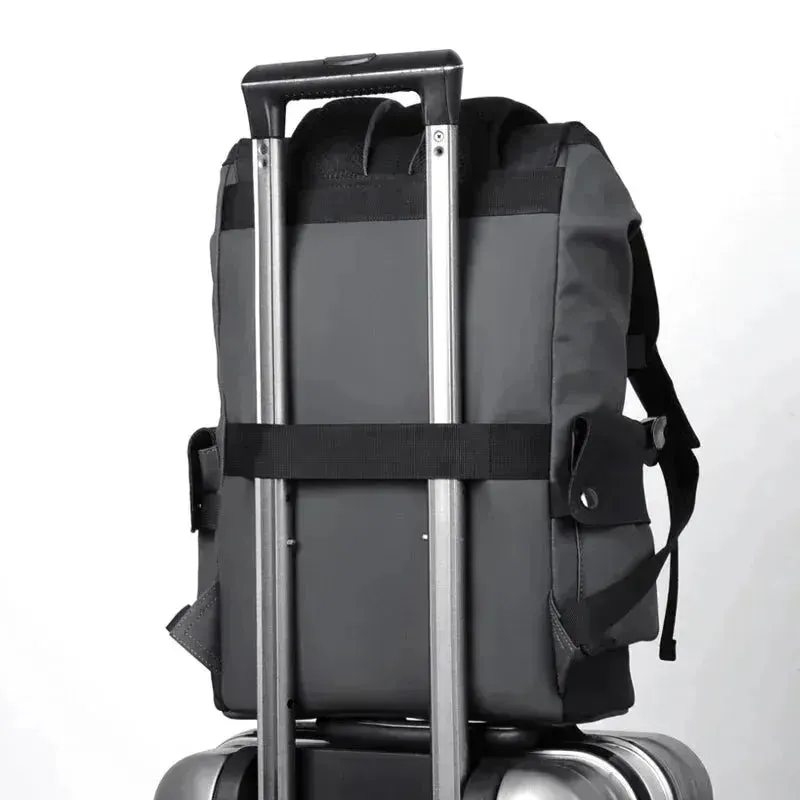 Chic Waterproof PU Leather Laptop Backpack with USB Charging for Professionals