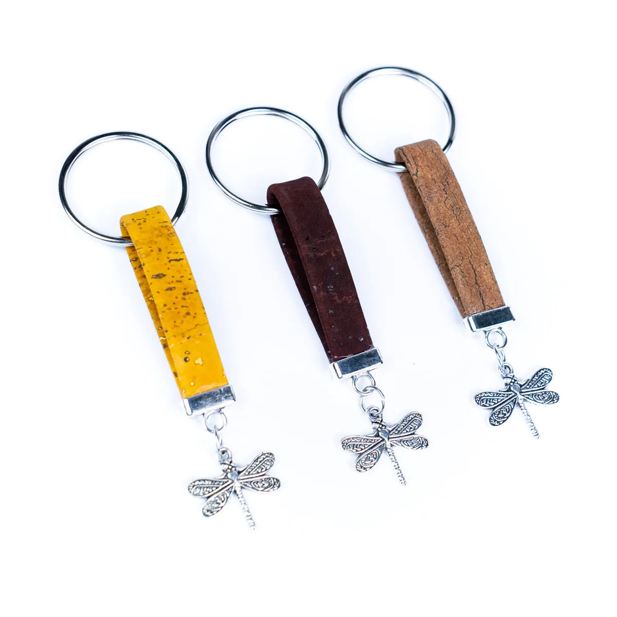 Colorful cork and dragonfly handmade keychains I-089-MIX-10