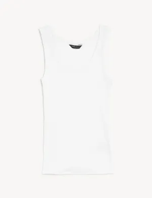 Cotton Rich Ribbed Slim Fit Vest Top