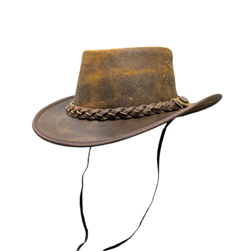 Distressed Cowboy Leather Top Hat