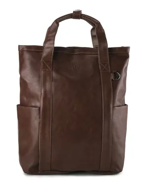 Distressed Leather Expedition Tote Backpack - Camel