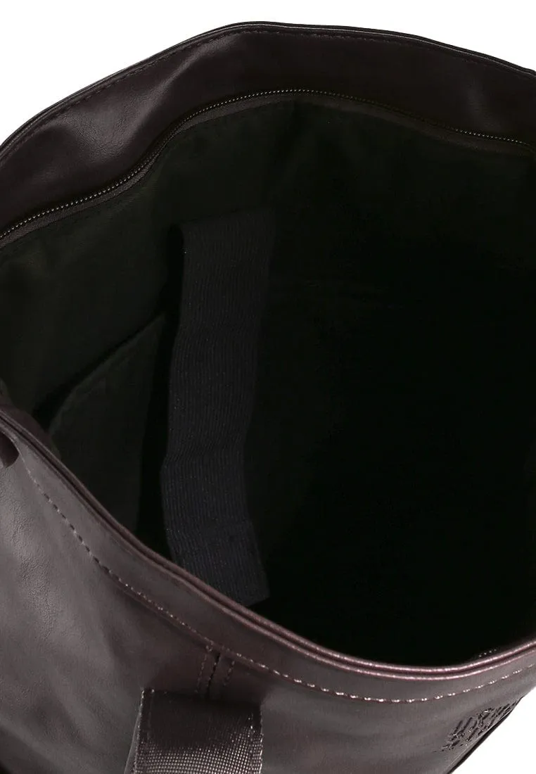 Distressed Leather Expedition Tote Backpack - Dark Brown