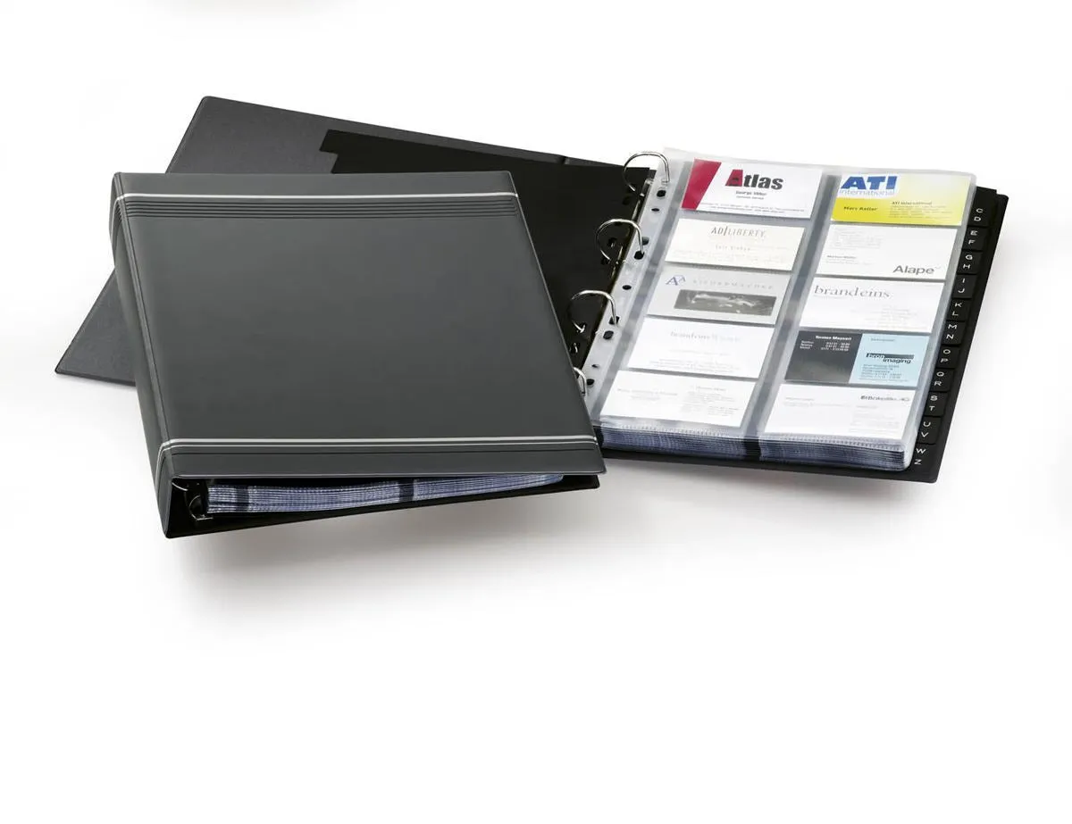 Durable VISIFIX 400 Business Card Ring Binder Album | A-Z Index | A4 Charcoal