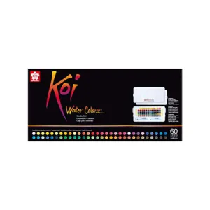 Koi Watercolour Pocket Box - 60 Colours   Water Brush*