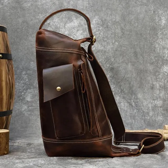 Leather Bags For Men Leather Backpack Daypack Travel Bag