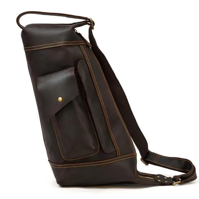 Leather Bags For Men Leather Backpack Daypack Travel Bag