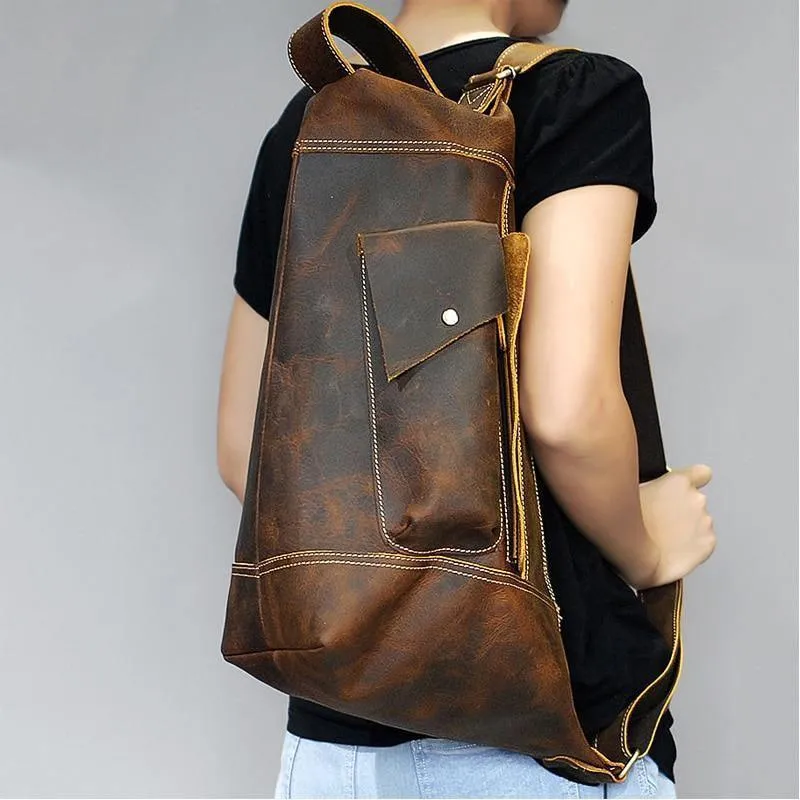 Leather Bags For Men Leather Backpack Daypack Travel Bag
