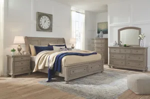 Lettner King Storage Bed with Dresser Mirror and Nightstand