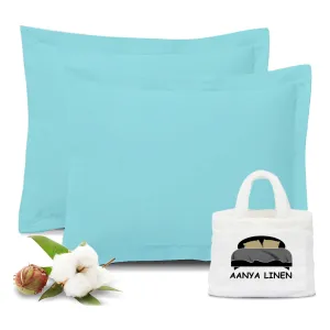 Light Blue Euro Shams Solid Bliss Sateen