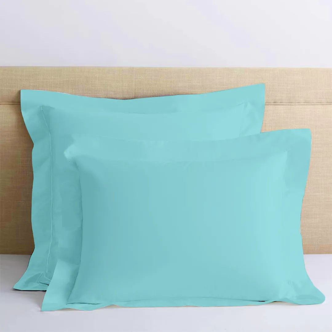 Light Blue Euro Shams Solid Bliss Sateen