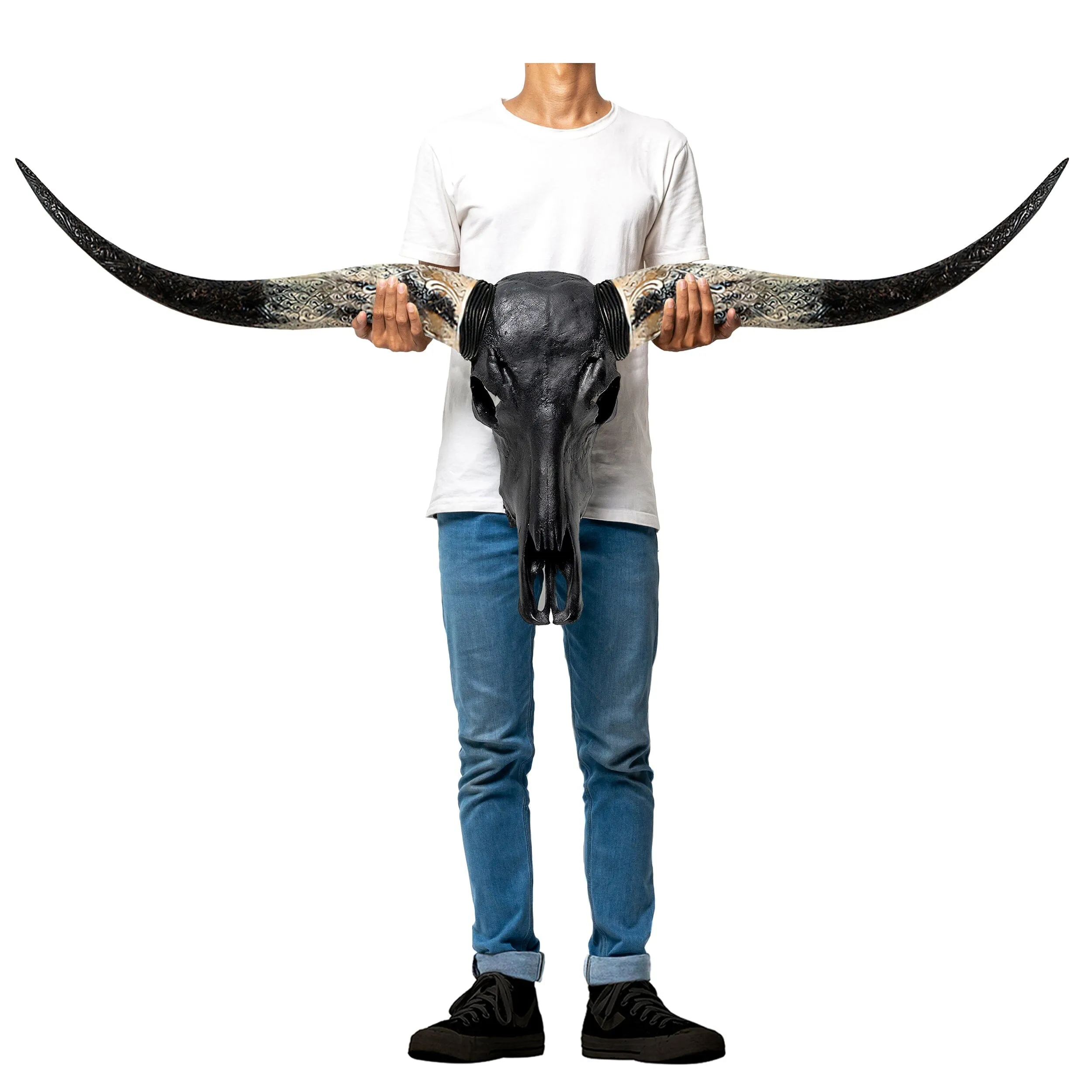 Longhorn Skull - Matte Black Storm