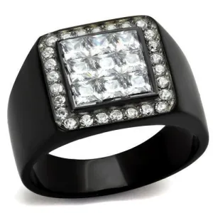 Mens Black Stainless Steel Cubic Zirconia Rings Style No.