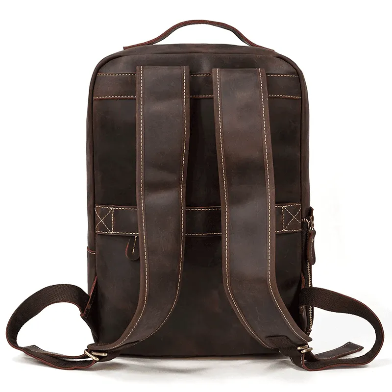 Mens Fashion Leather Backpacks Net Cloth Backing Laptop Bag