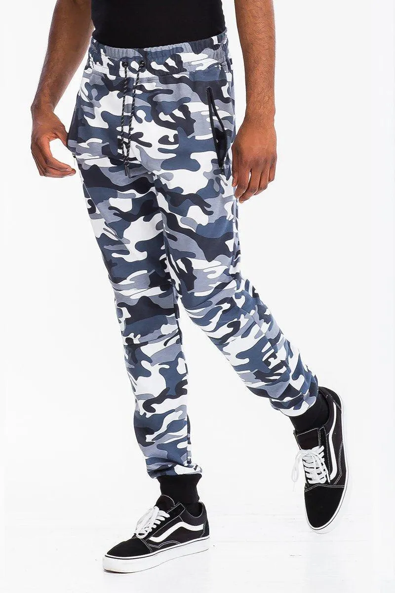 Mens Heather Camo Gray Cotton Sweat Pants