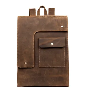 Mens Leather Business Backpack Rucksack Vintage