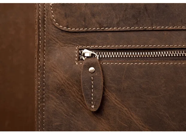 Mens Leather Business Backpack Rucksack Vintage